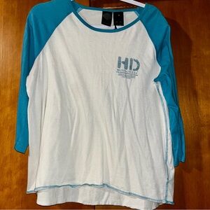 Woman’s Harley-Davidson Teal and White Raglan Tee